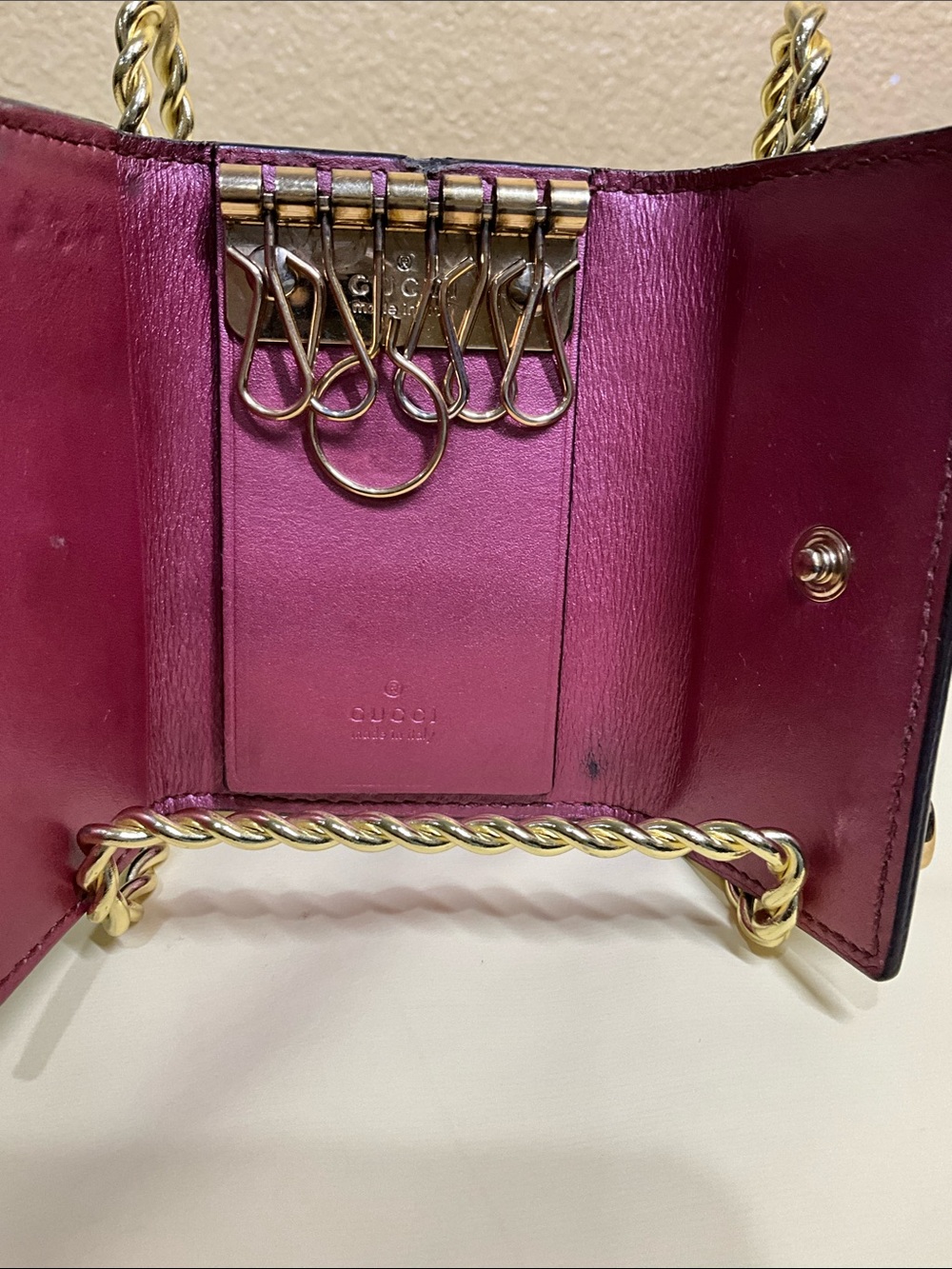 Gucci Brown GG Embossed Leather Key & Card Holder with Gold Hardware - Picture 9 of 13